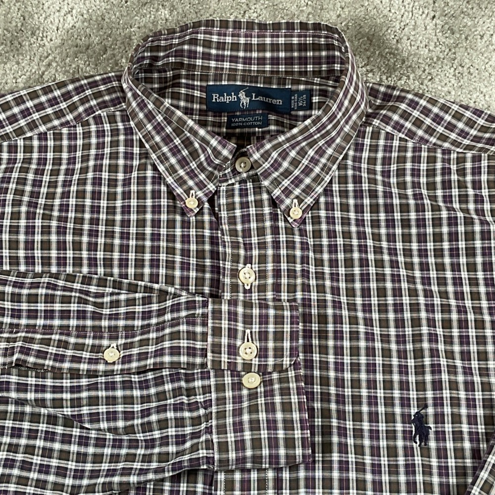 Ralph Lauren Yarmouth Plaid Button Down Shirt Mens 16 1/2 34/35.‎ Large